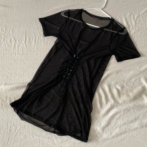 DONATED - Mesh lace up raver top